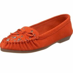 YELLOW BOX Orange Suede Leather Moccasins Like New